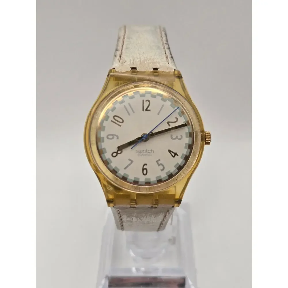 Vintage Swatch Swiss Quartz Watch Gold White 305